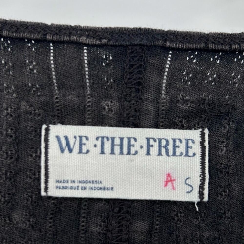 Free People We The Free Hope Henley Ruched Sleeve Washed Black Top Womens Size S - Picture 6 of 11